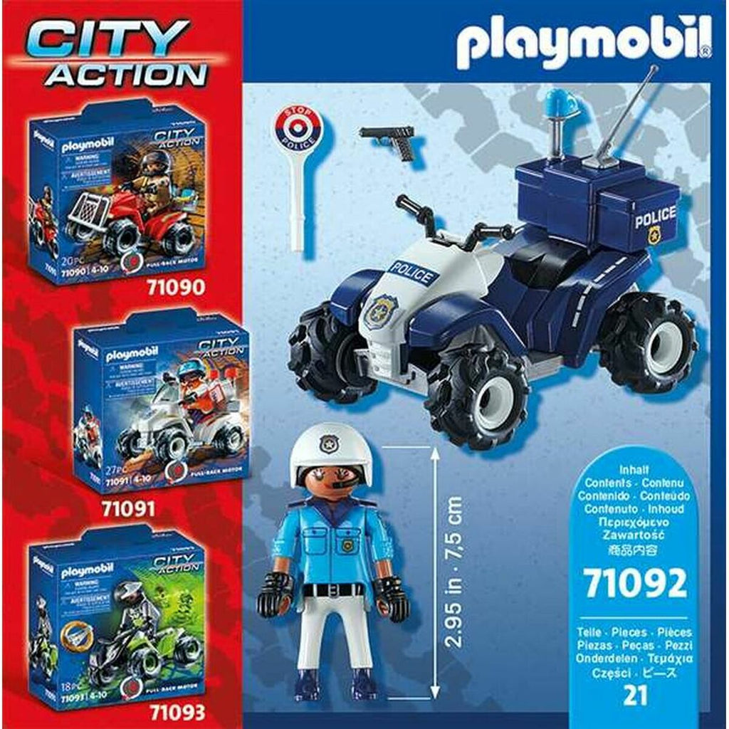 Spielset Fahrzeuge Playmobil Speed Quad City Action 71092 Polizei (21 pcs)