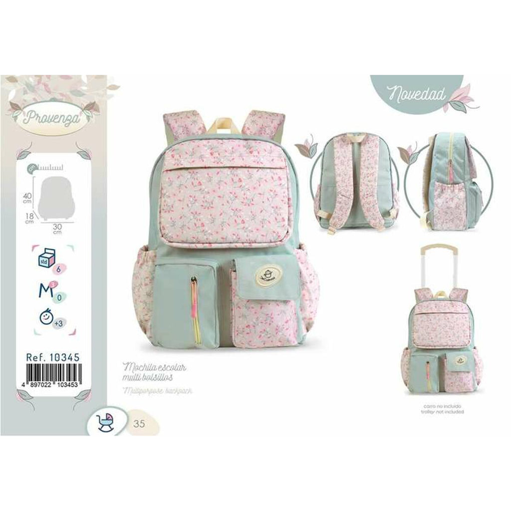 Schulrucksack Decuevas Bunt Blomster 40 x 18 x 30 cm