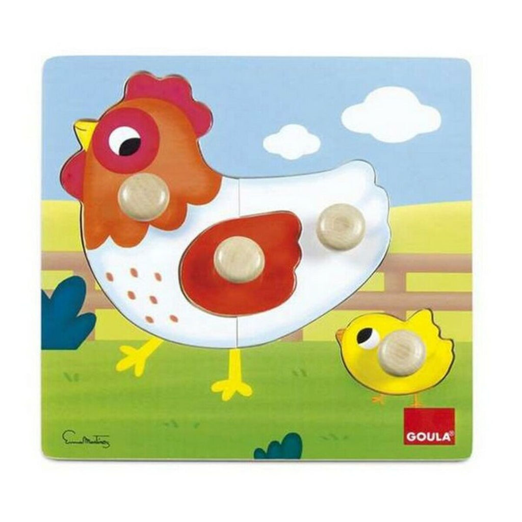 Kinderpuzzle Goula Hen Diset Huhn Holz (4 pcs)