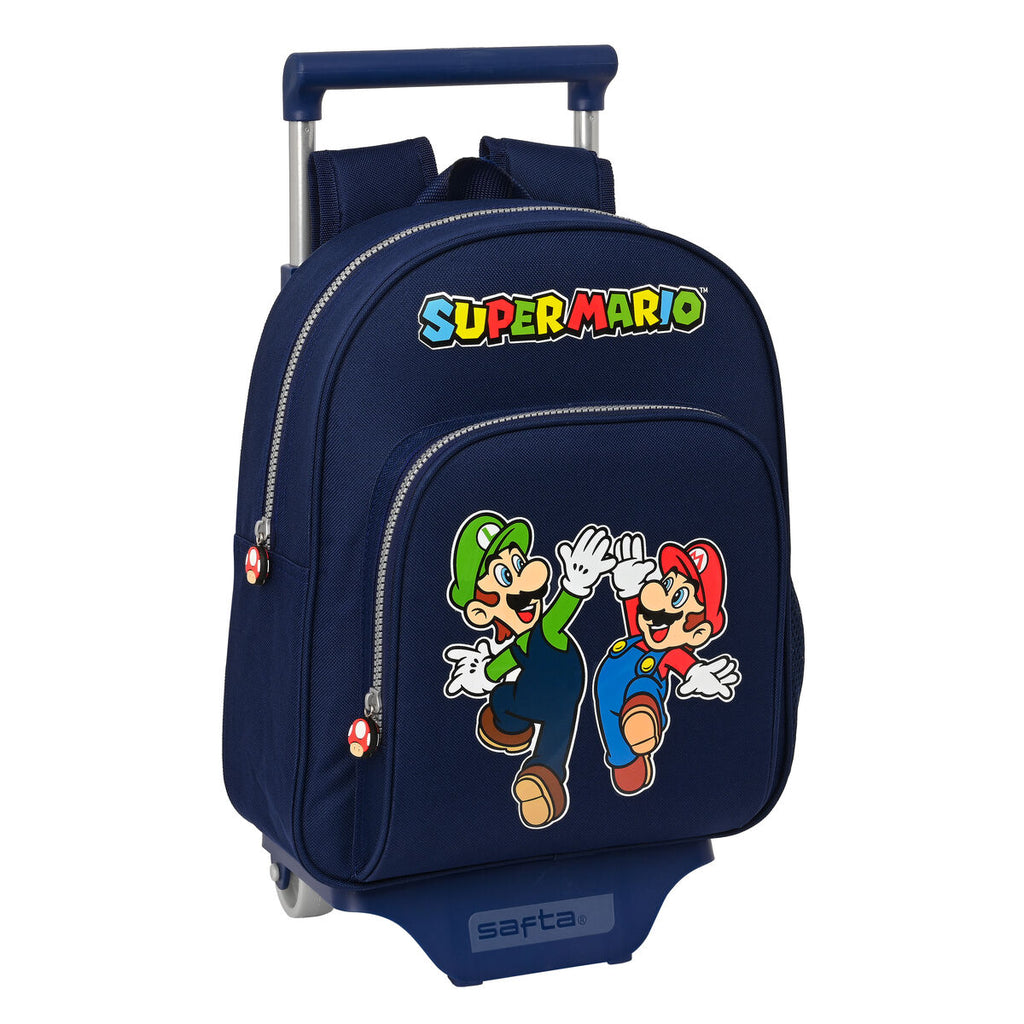 Schulrucksack mit Rädern Super Mario Marineblau 28 x 34 x 10 cm