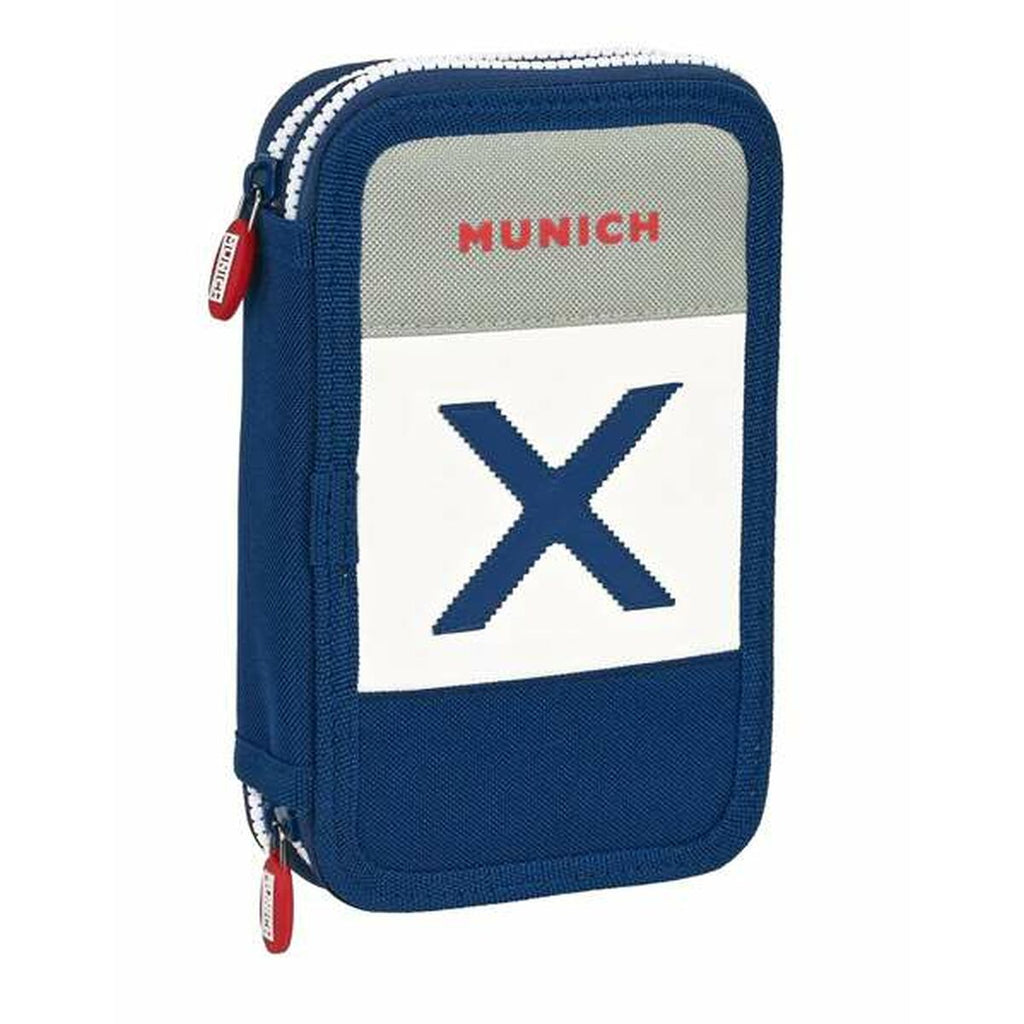 Doppel-Federtasche Munich College Grau 12,5 x 19,5 x 4 cm