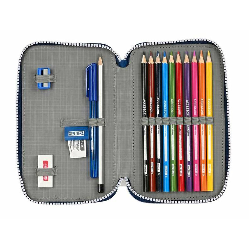 Doppel-Federtasche Munich College Grau 12,5 x 19,5 x 4 cm