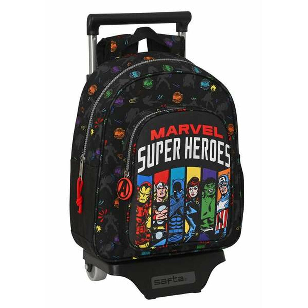 Schulrucksack mit Rädern The Avengers Super heroes Schwarz 27 x 33 x 10 cm