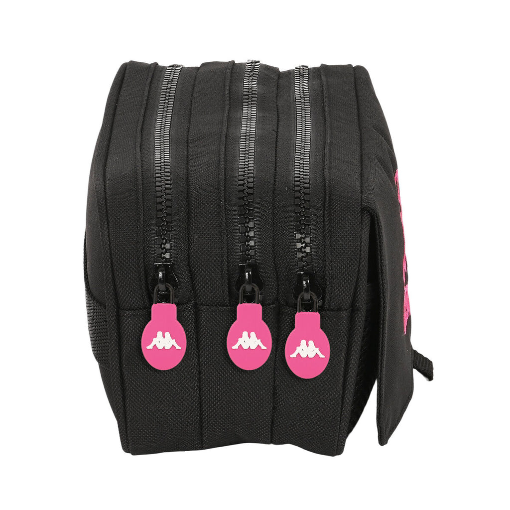 Dreifaches Mehrzweck-Etui Kappa Black and pink Schwarz (21,5 x 10 x 8 cm)