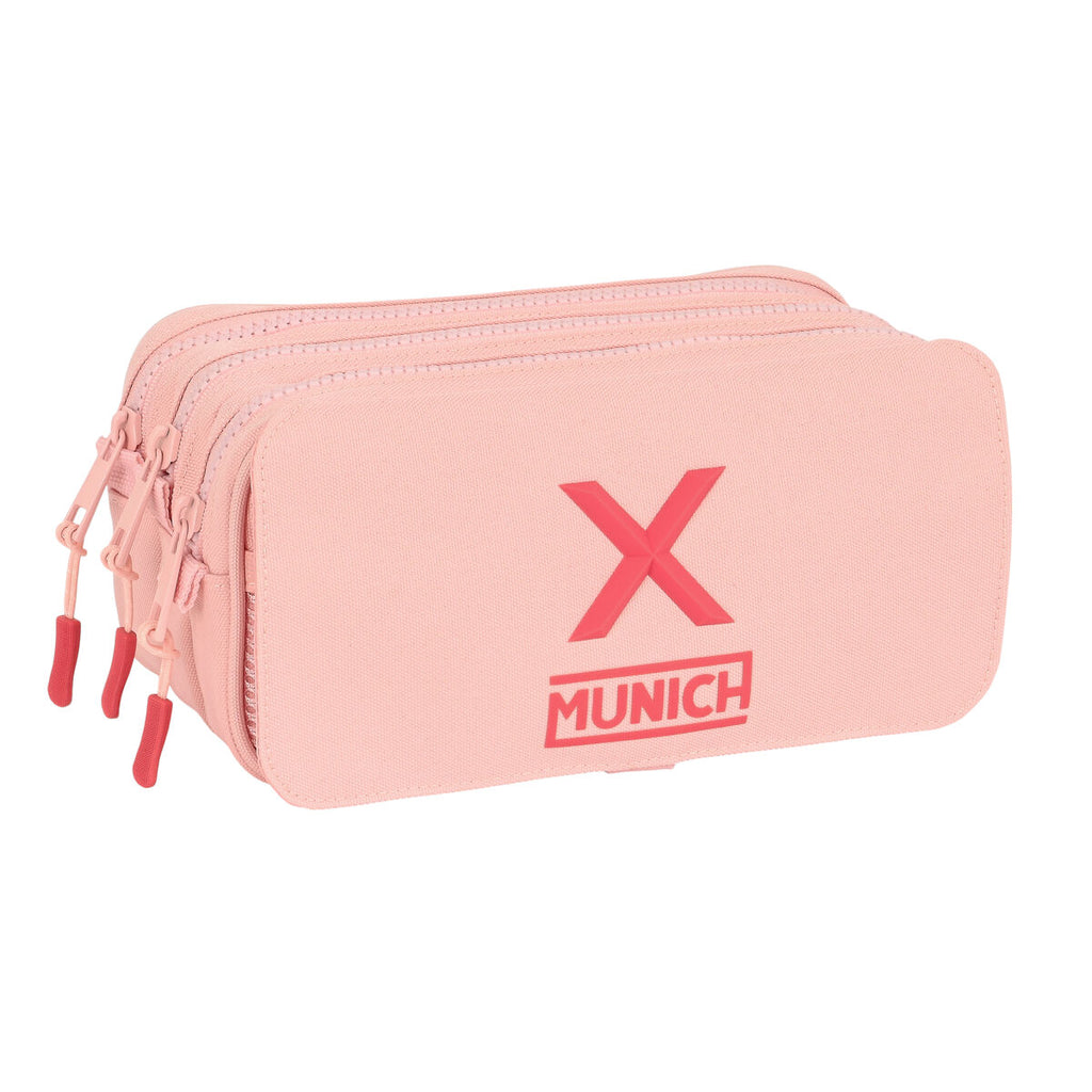 Dreifaches Mehrzweck-Etui Munich Hellrosa 21,5 x 10 x 8 cm