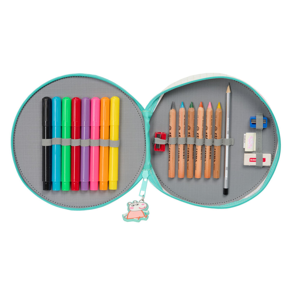 Federmäppchen mit Zubehör Peppa Pig Pretty flowers Gelb Minze 18 Stücke
