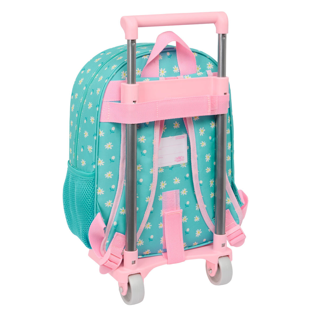 Schulrucksack mit Rädern Peppa Pig Pretty flowers Gelb Minze 26 x 11 x 67 cm 26 x 34 x 11 cm