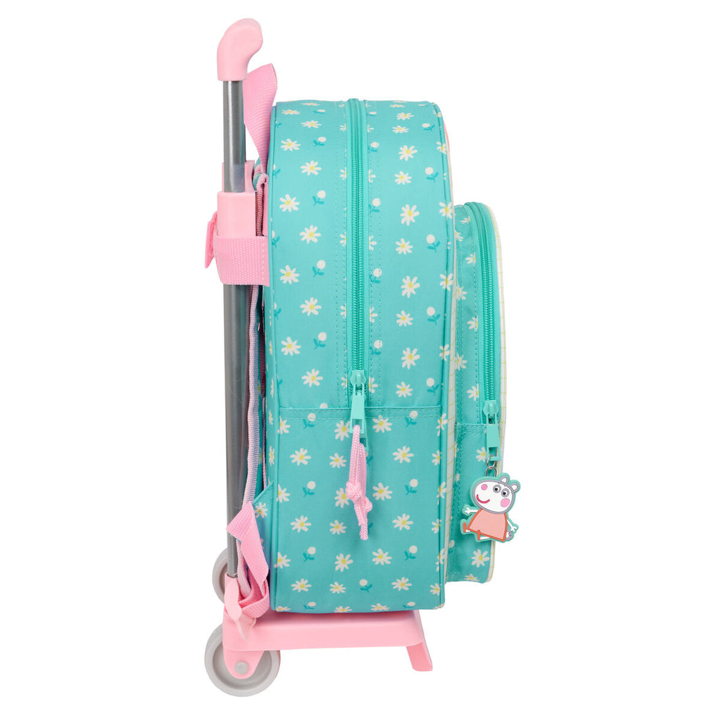 Schulrucksack mit Rädern Peppa Pig Pretty flowers Gelb Minze 26 x 11 x 67 cm 26 x 34 x 11 cm