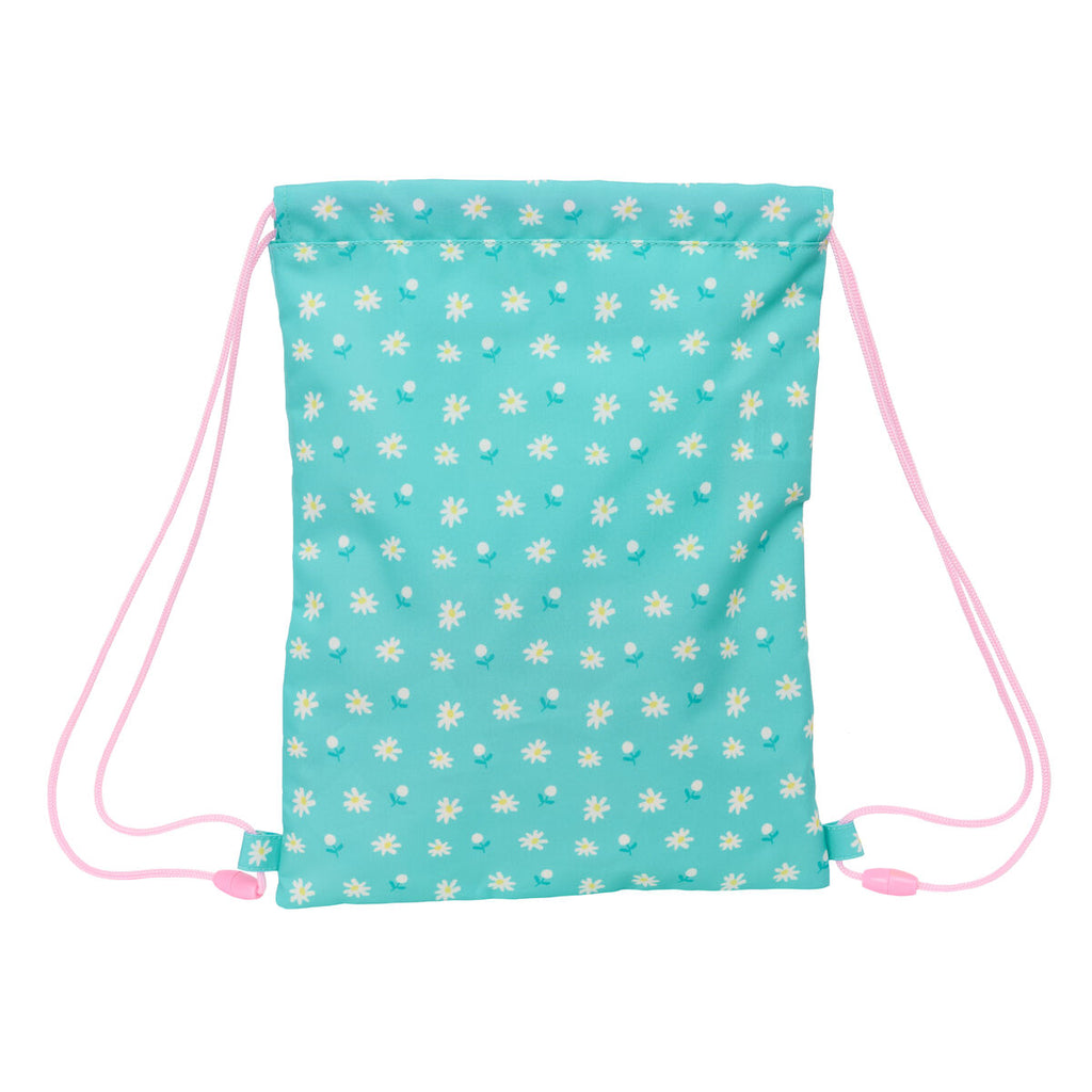 Rucksacktasche mit Bändern Peppa Pig Pretty flowers Gelb Minze 26 x 34 x 1 cm
