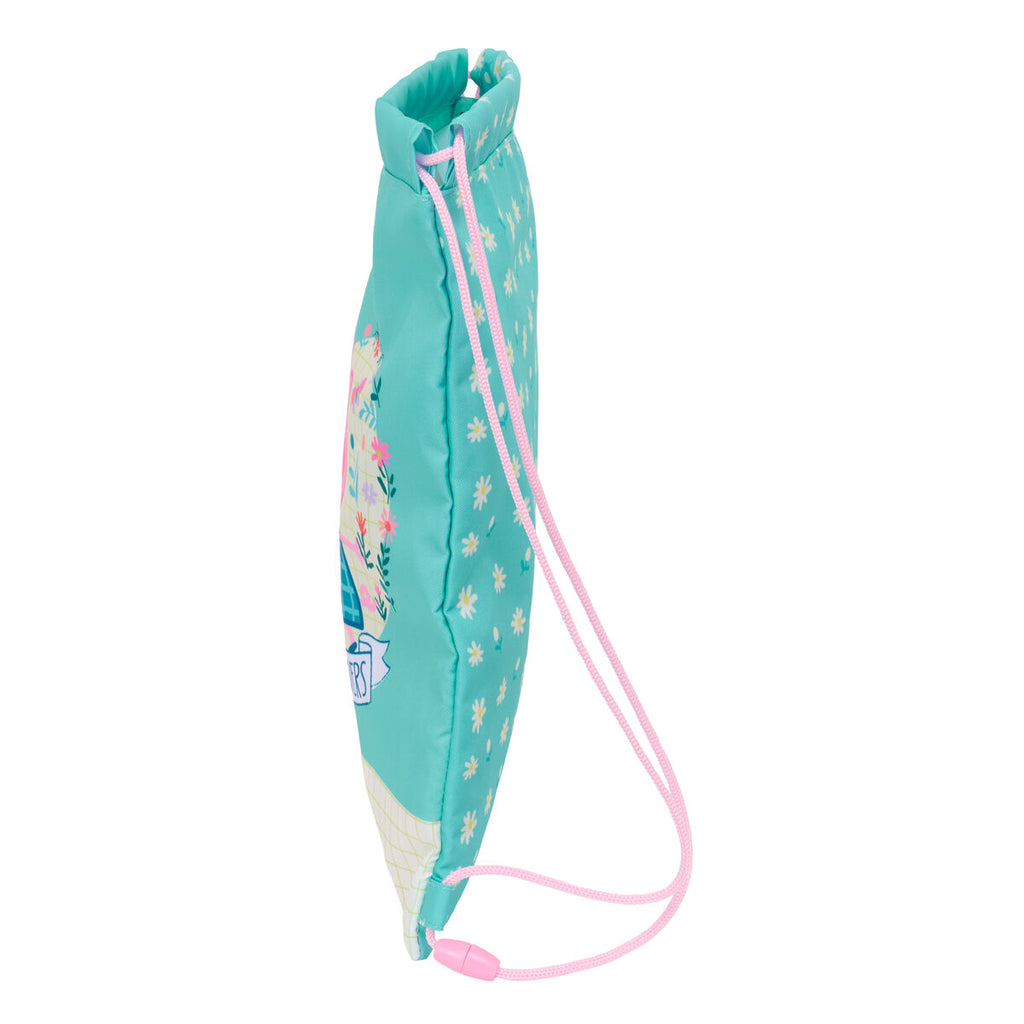 Rucksacktasche mit Bändern Peppa Pig Pretty flowers Gelb Minze 26 x 34 x 1 cm