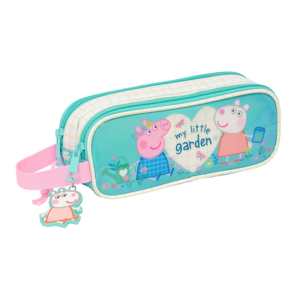 Zweifaches Mehrzweck-Etui Peppa Pig Pretty flowers Gelb Minze 21 x 8 x 6 cm