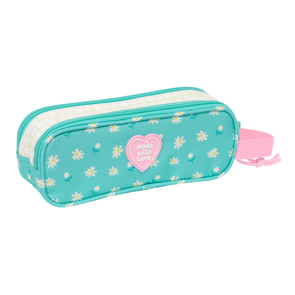 Zweifaches Mehrzweck-Etui Peppa Pig Pretty flowers Gelb Minze 21 x 8 x 6 cm