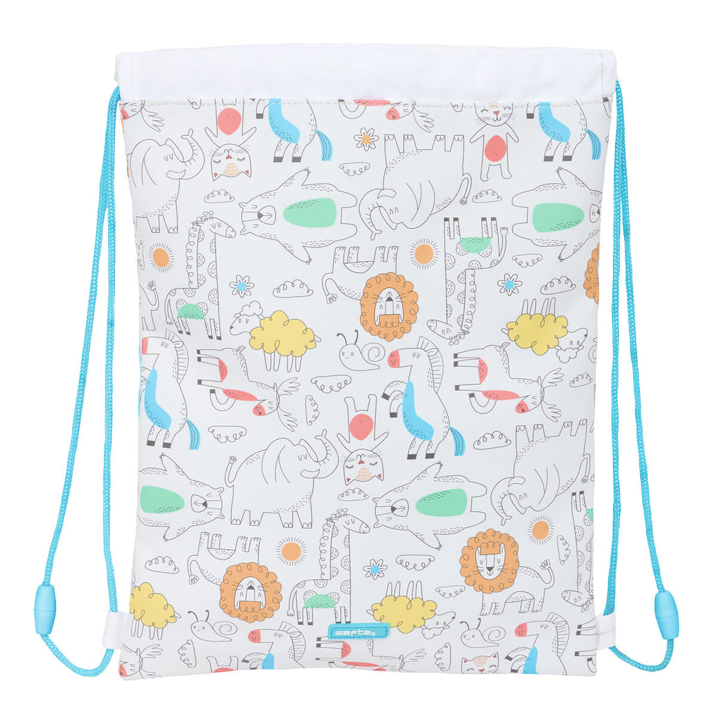 Rucksacktasche mit Bändern Safta Zoo Beige 26 x 34 x 1 cm