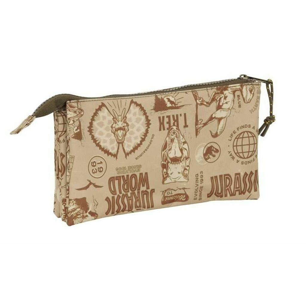 Dreifaches Mehrzweck-Etui Jurassic World Beige 22 x 12 x 3 cm