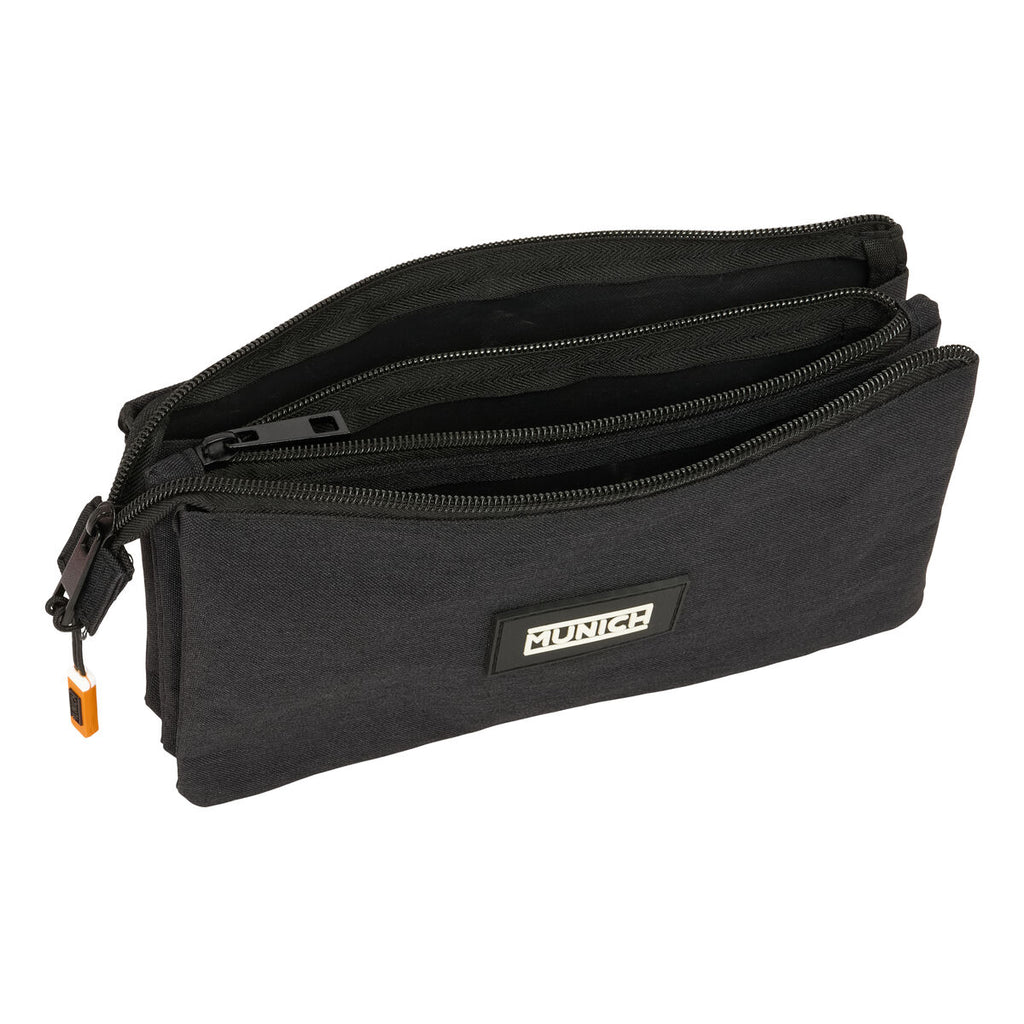 Dreifaches Mehrzweck-Etui Munich Lagoon Schwarz 22 x 12 x 3 cm