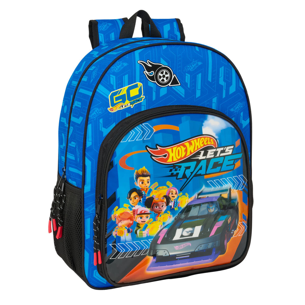 Schulrucksack Hot Wheels Let's race Blau Schwarz 33 x 42 x 14 cm