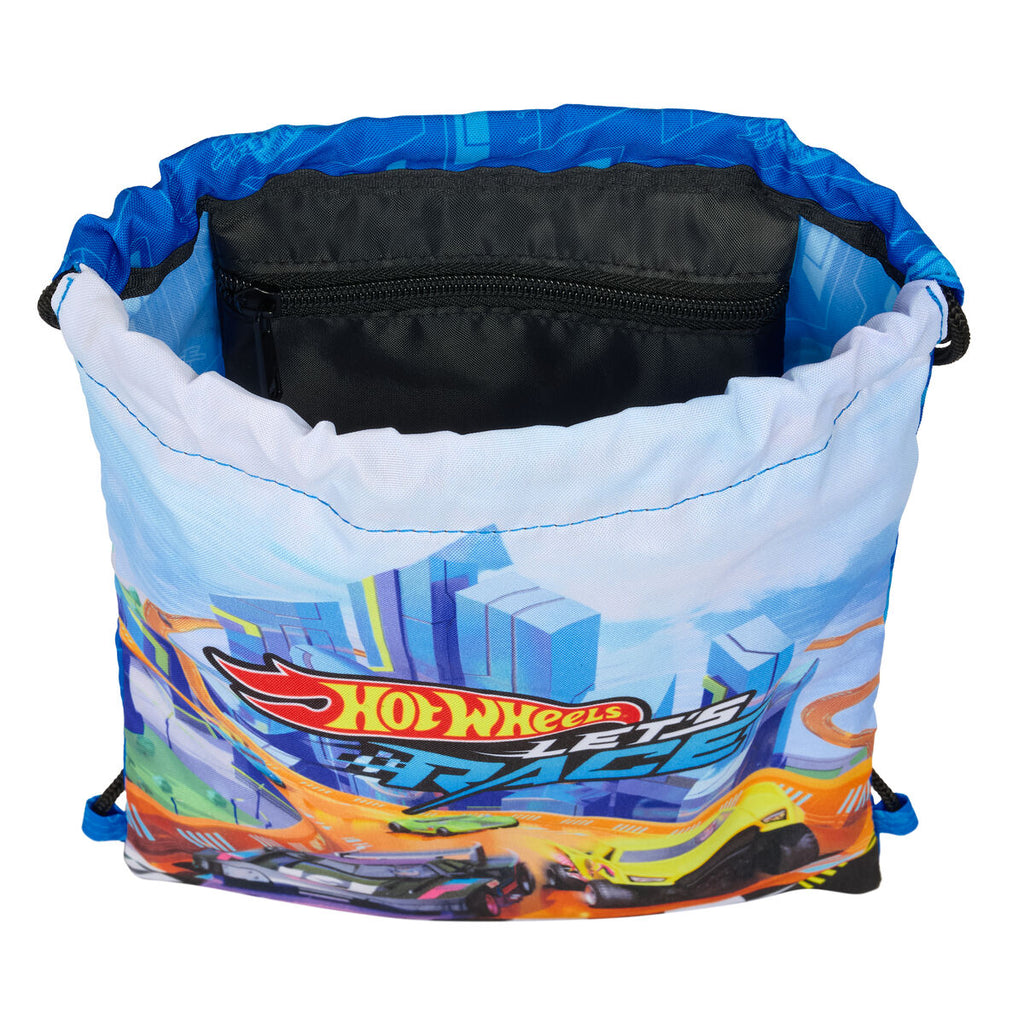 Rucksacktasche mit Bändern Hot Wheels Let's race Blau Schwarz 26 x 34 x 1 cm