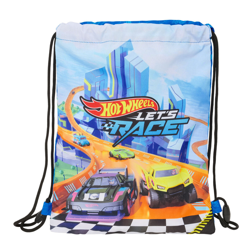 Rucksacktasche mit Bändern Hot Wheels Let's race Blau Schwarz 26 x 34 x 1 cm