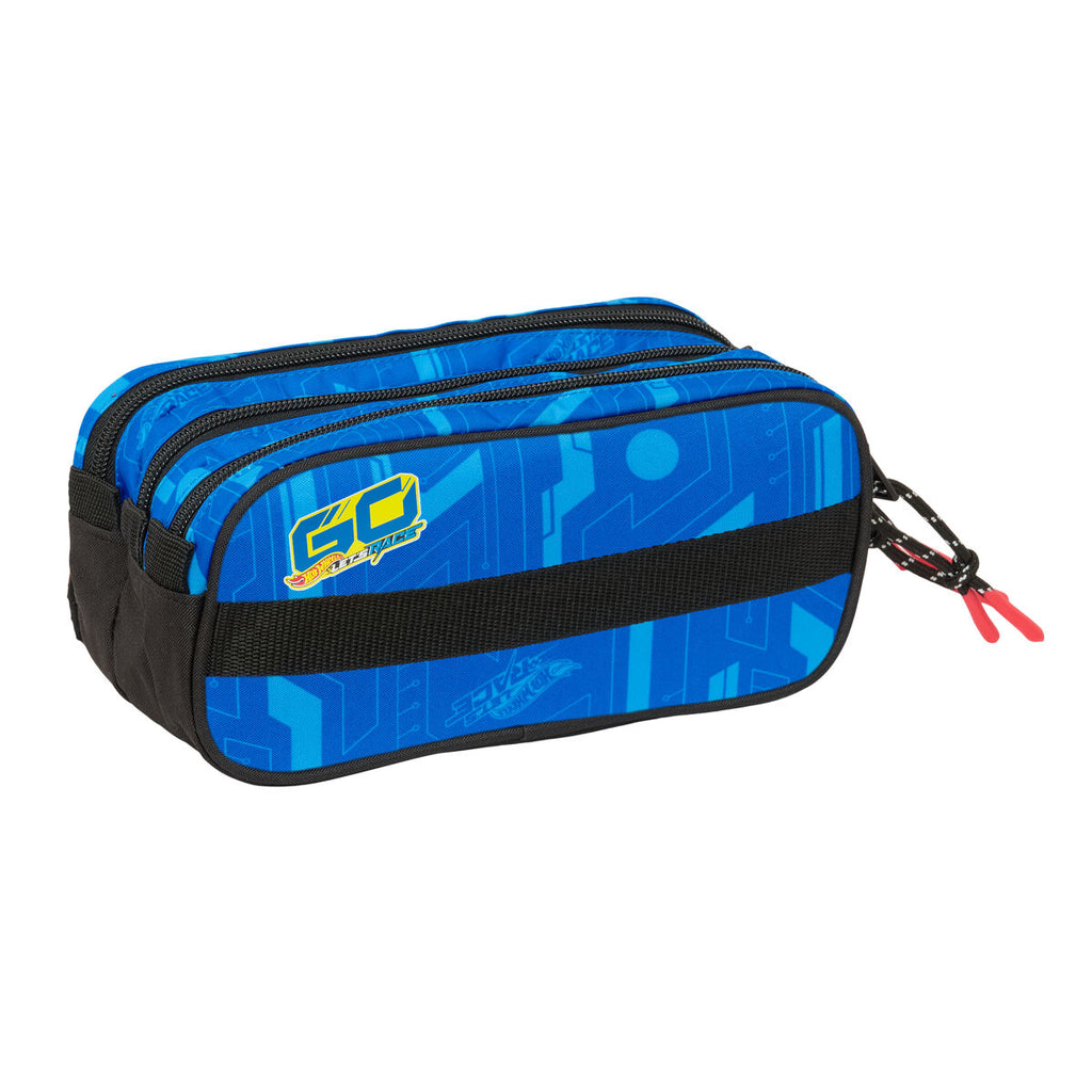 Dreifaches Mehrzweck-Etui Hot Wheels Let's race Blau Schwarz 21,5 x 10 x 8 cm