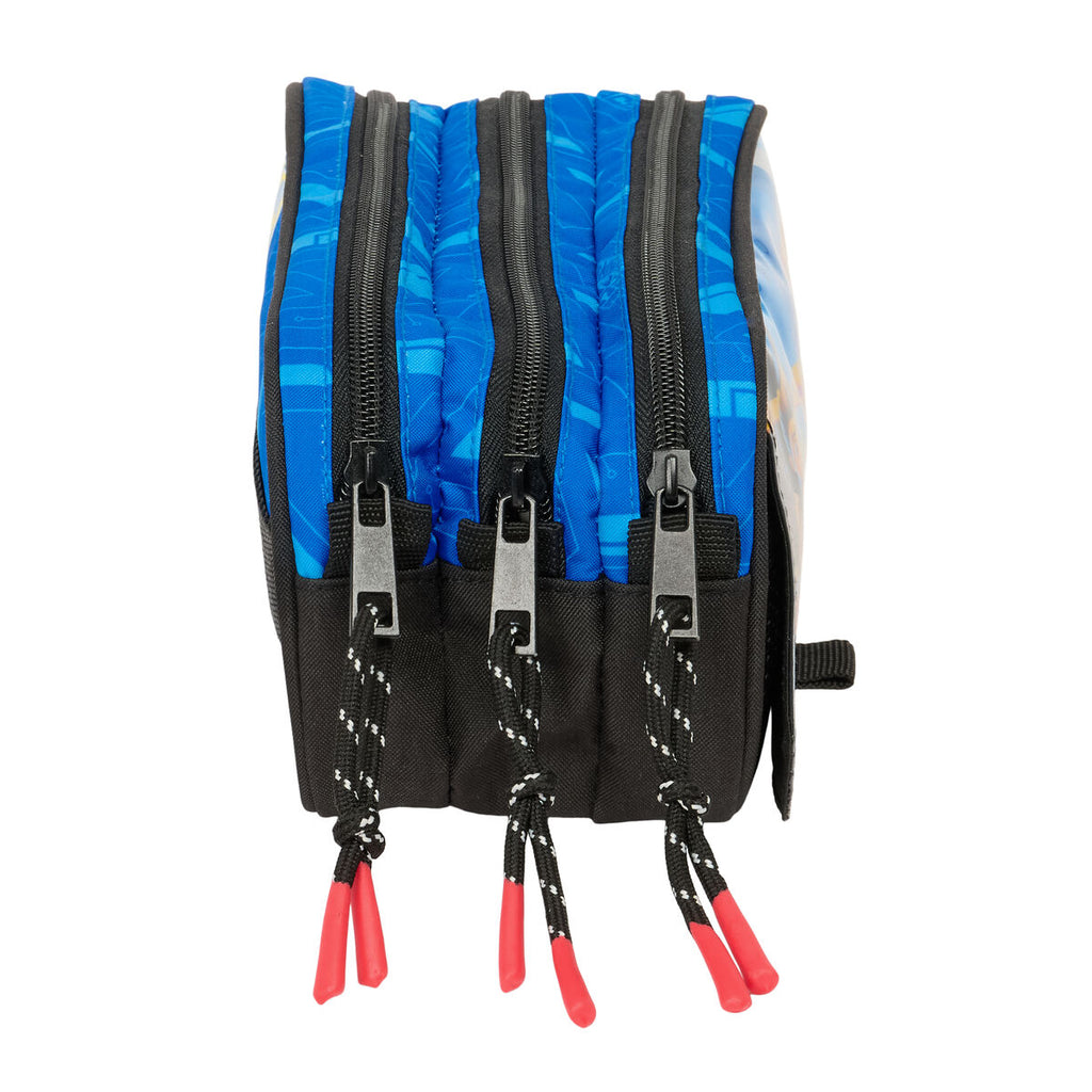 Dreifaches Mehrzweck-Etui Hot Wheels Let's race Blau Schwarz 21,5 x 10 x 8 cm