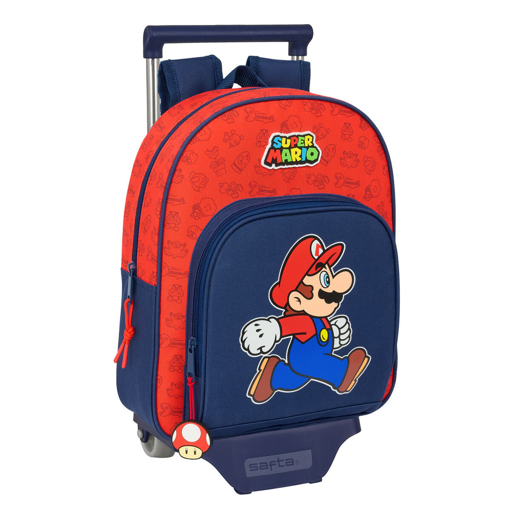 Schulrucksack mit Rädern Super Mario Trick Rot Dunkelblau 28 x 34 x 10 cm