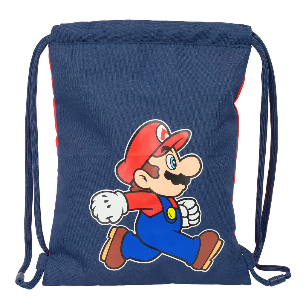 Rucksacktasche mit Bändern Super Mario Trick Rot Dunkelblau 26 x 34 x 1 cm