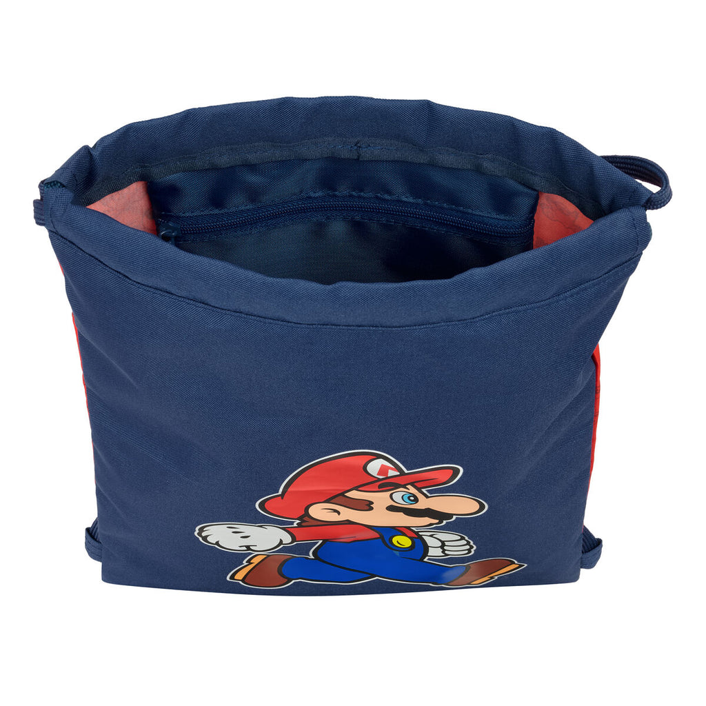 Rucksacktasche mit Bändern Super Mario Trick Rot Dunkelblau 26 x 34 x 1 cm