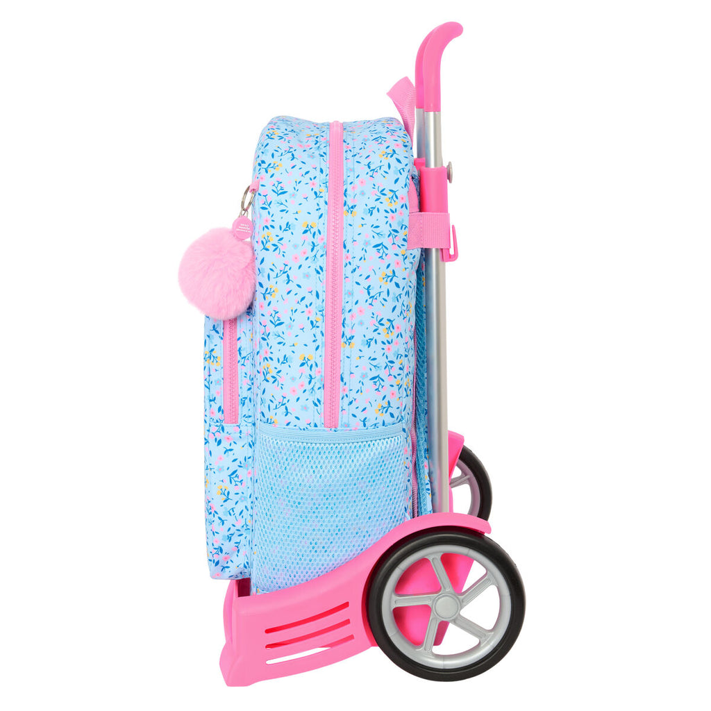 Schulrucksack mit Rädern Vicky Martín Berrocal Paraíso Blau Rosa 30 x 46 x 14 cm