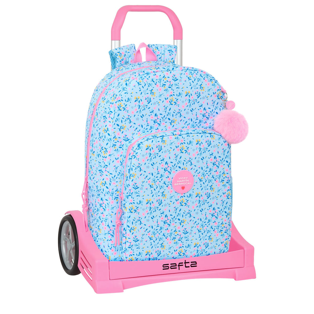 Schulrucksack mit Rädern Vicky Martín Berrocal Paraíso Blau Rosa 30 x 46 x 14 cm