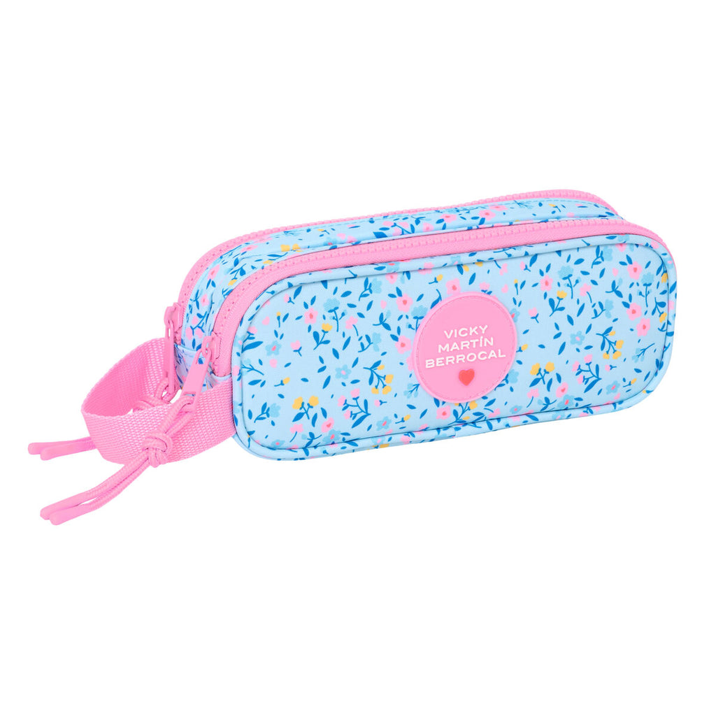 Zweifaches Mehrzweck-Etui Vicky Martín Berrocal Paraíso Rosa Hellblau 21 x 8 x 6 cm
