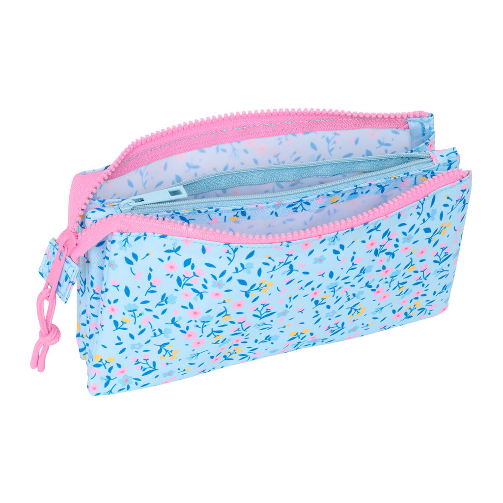 Dreifaches Mehrzweck-Etui Vicky Martín Berrocal Paraíso Rosa Hellblau 22 x 12 x 3 cm