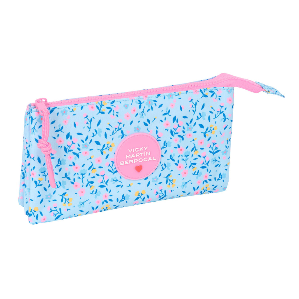 Dreifaches Mehrzweck-Etui Vicky Martín Berrocal Paraíso Rosa Hellblau 22 x 12 x 3 cm
