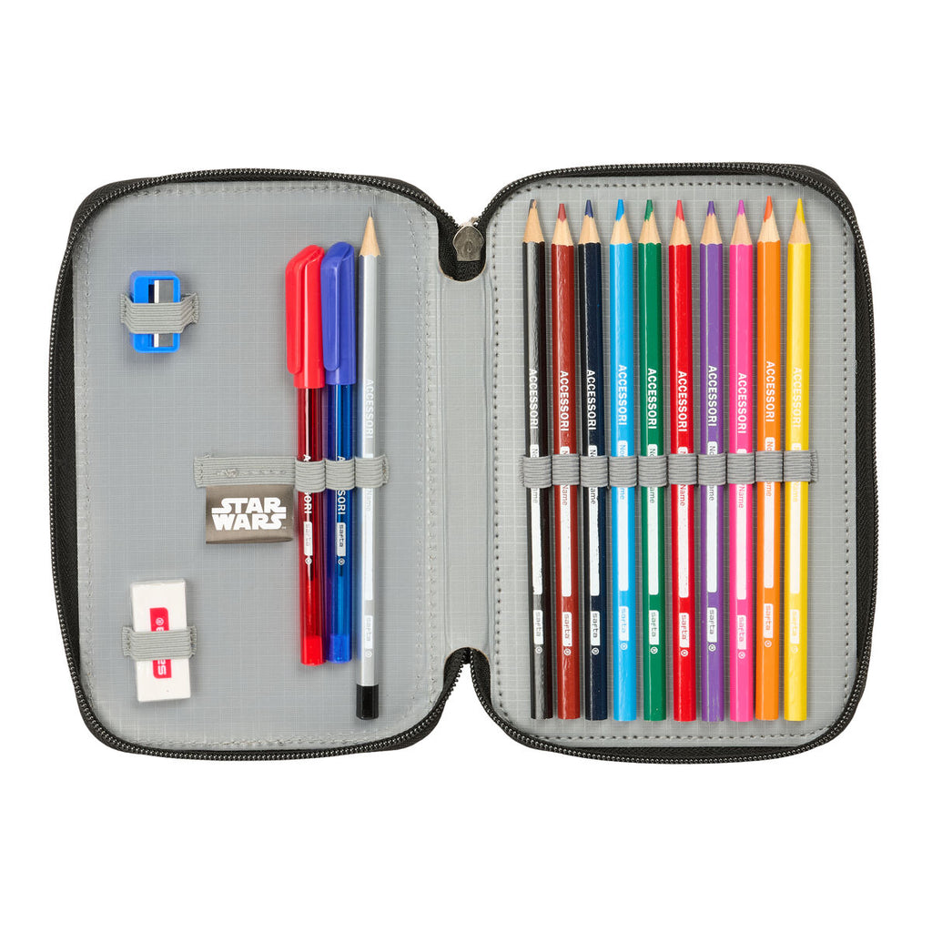 Doppel-Federtasche Star Wars Rebellion Schwarz 12.5 x 19.5 x 4 cm Doppel-Federtasche 29 Stücke