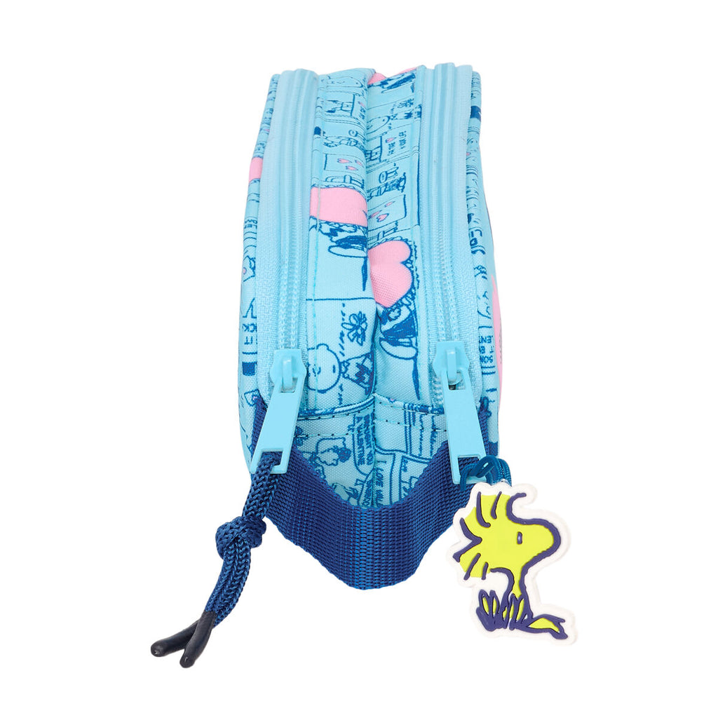 Zweifaches Mehrzweck-Etui Snoopy Love Hellblau 21 x 8 x 6 cm