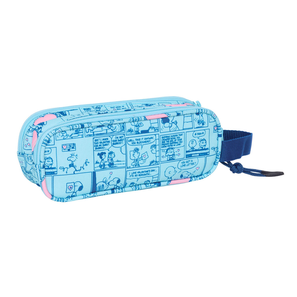 Zweifaches Mehrzweck-Etui Snoopy Love Hellblau 21 x 8 x 6 cm
