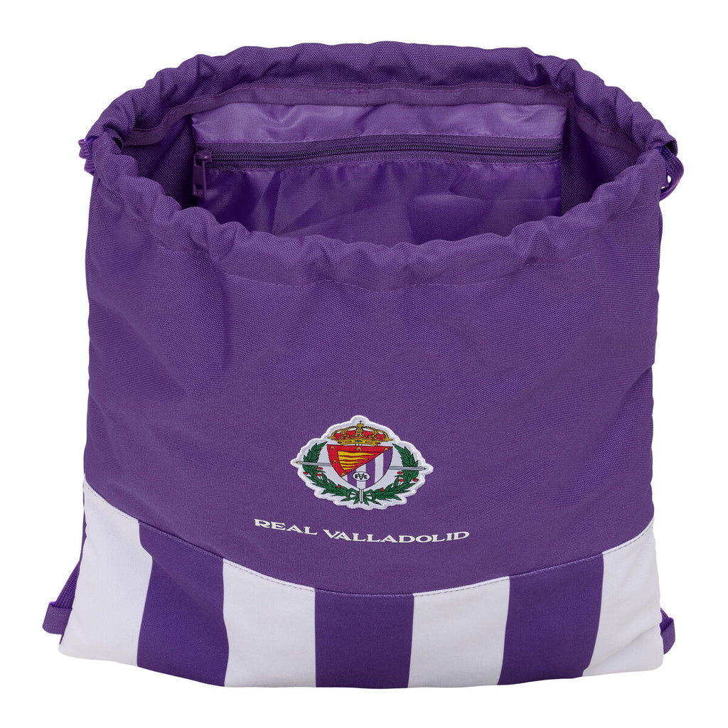 Rucksacktasche mit Bändern Real Valladolid C.F. Weiß Lila 35 x 40 x 1 cm
