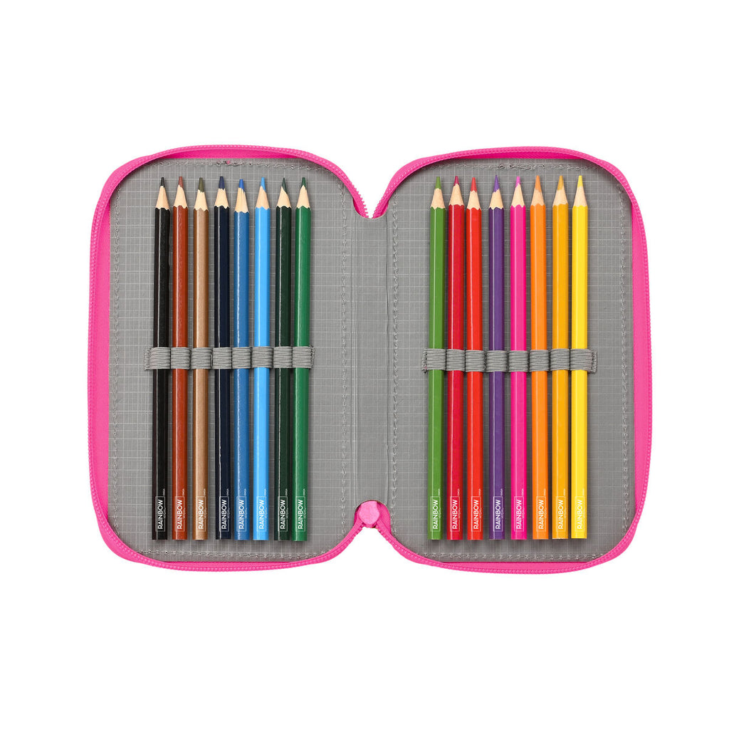 Dreifaches Federmäppchen Rainbow High Shine Bunt 12,5 x 19,5 x 5,5 cm 37 Stücke