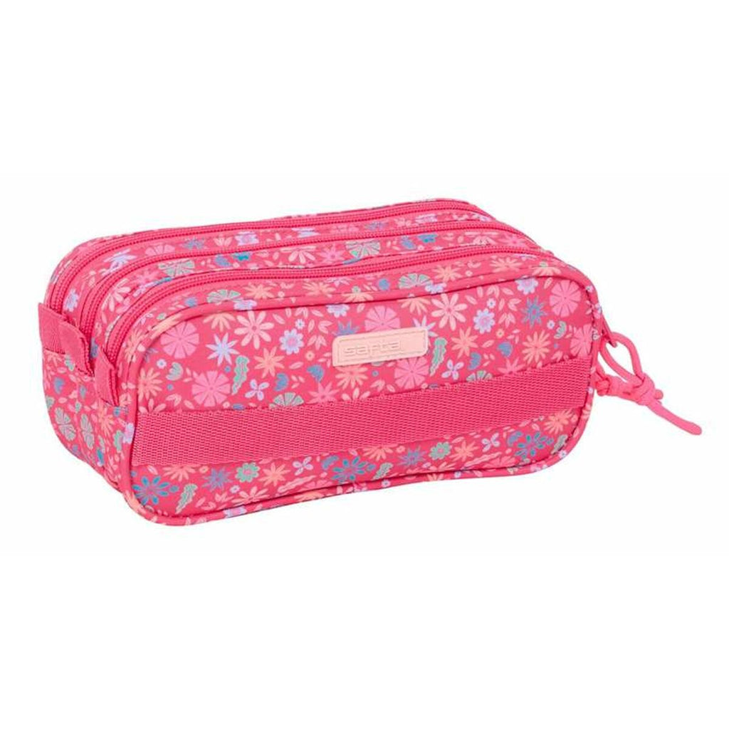 Dreifaches Mehrzweck-Etui Safta Rosa 21,5 x 10 x 8 cm