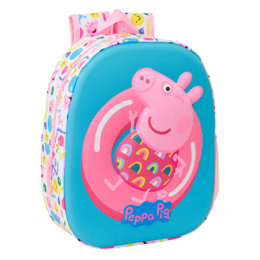 Schulrucksack Peppa Pig Blau Weiß Rosa 27 x 33 x 10 cm