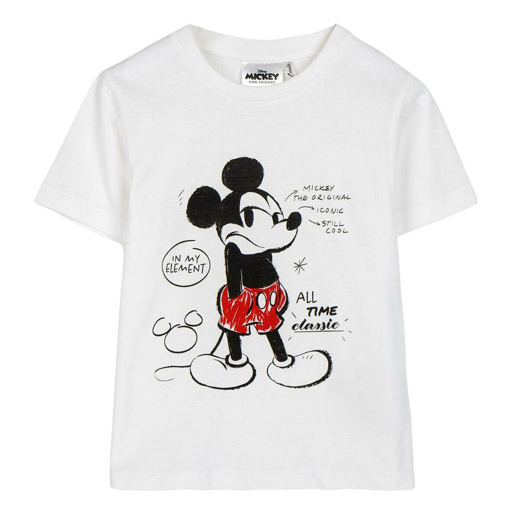 Kurzarm-T-Shirt für Kinder Mickey Mouse Weiß