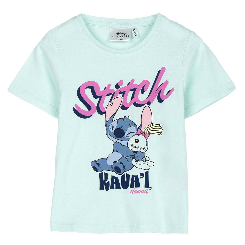 Kurzarm-T-Shirt für Kinder Stitch türkis