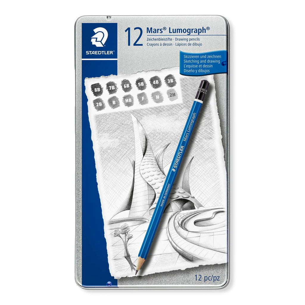 Bleistifte Set Staedtler Mars Lumograph 2 mm Sechseckig 2B 2H 3B 4B 5B 6B 8B B HB H 7B (12 Stück)