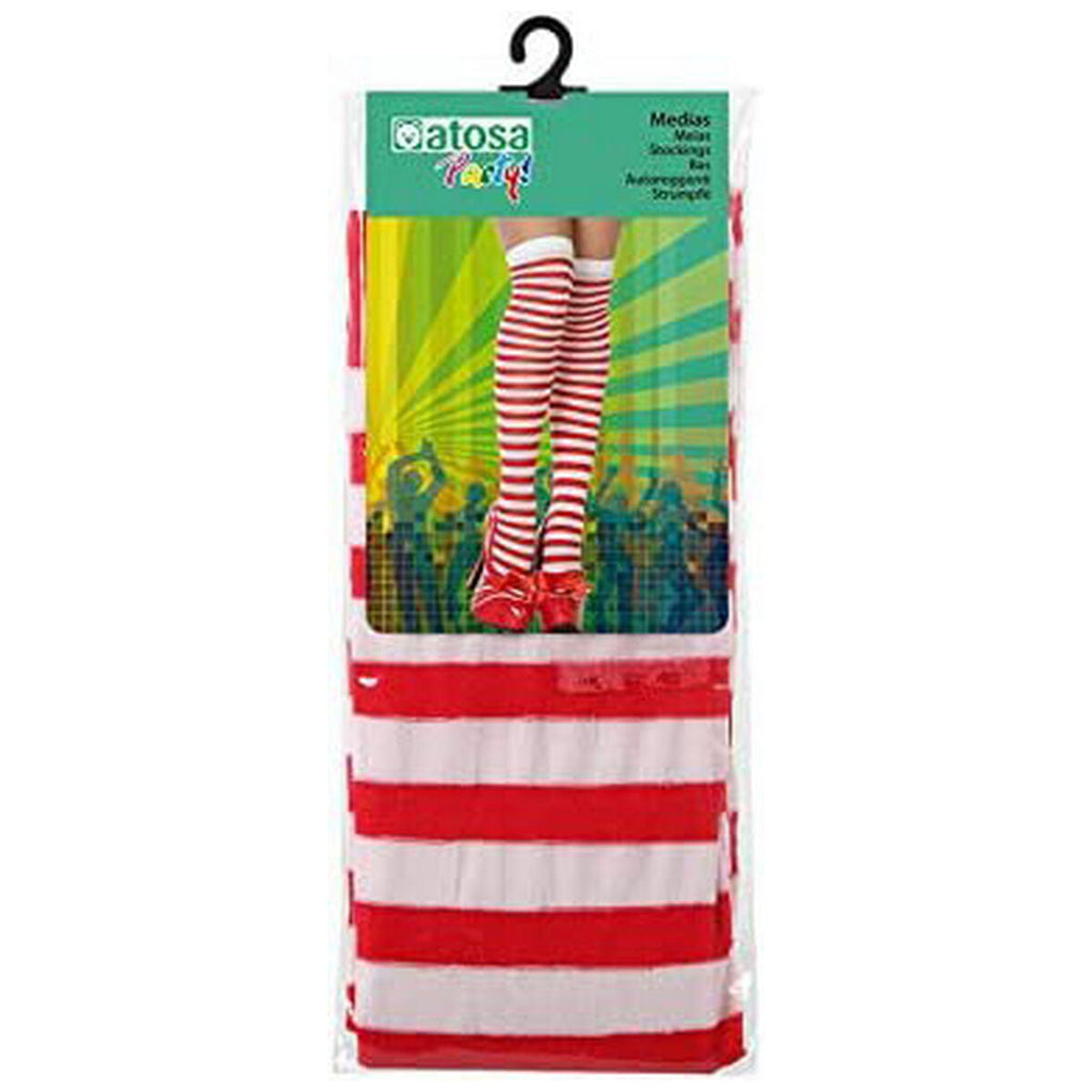 Damenstrumpfhose mit Karnevalsmuster Striped Einheitsgröße Rot