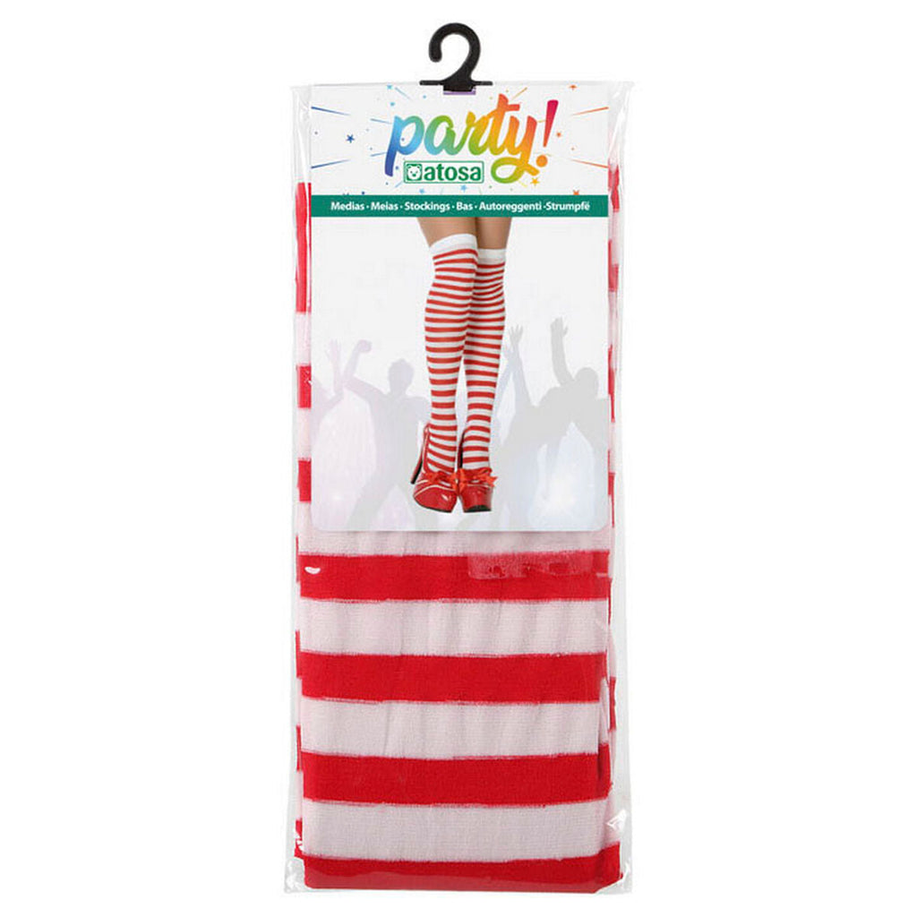 Damenstrumpfhose mit Karnevalsmuster Striped Einheitsgröße Rot