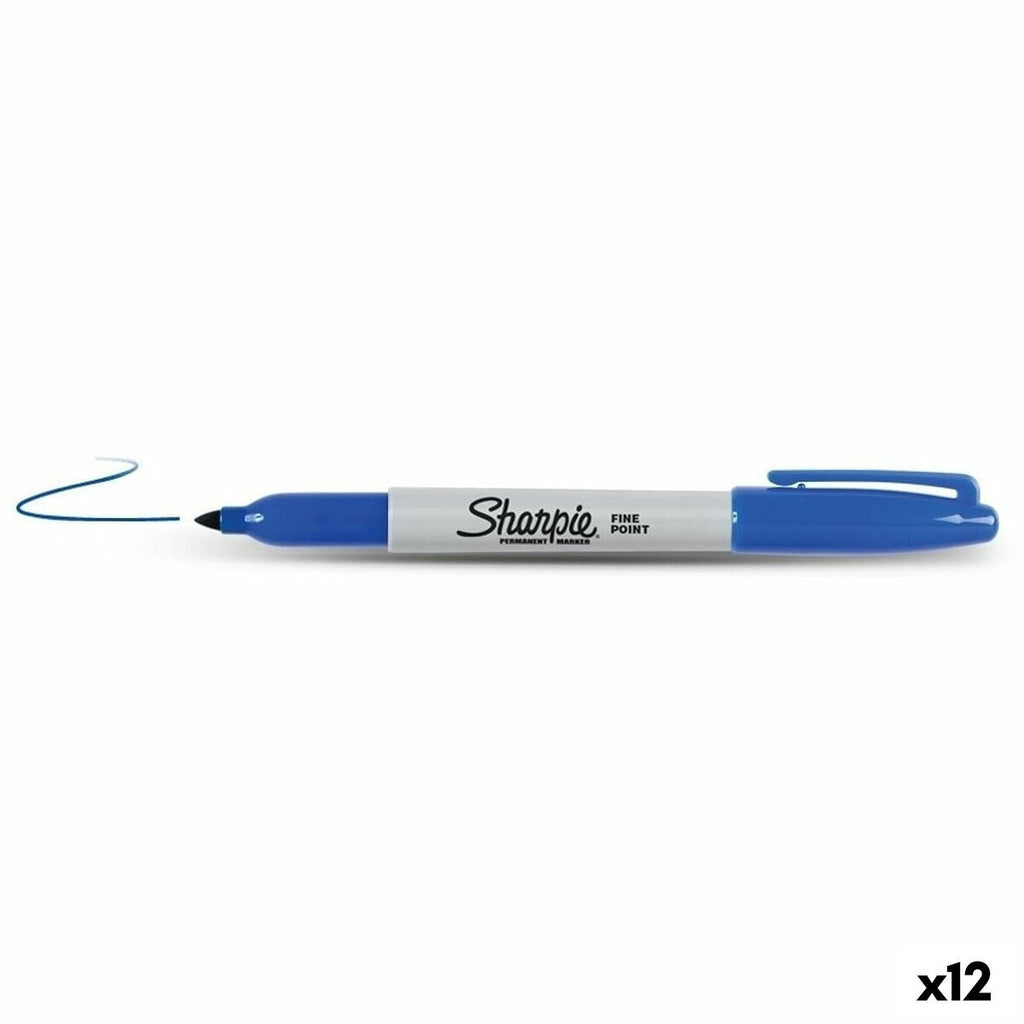 Dauermarker Sharpie Fine Point Blau (12 Stück)