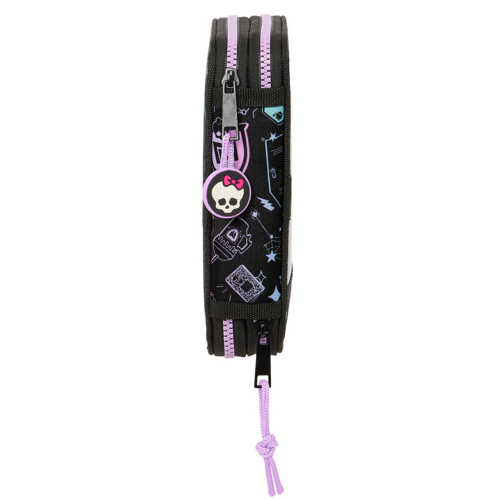 Doppel-Federtasche Monster High Schwarz 12.5 x 19.5 x 4 cm 28 Stücke