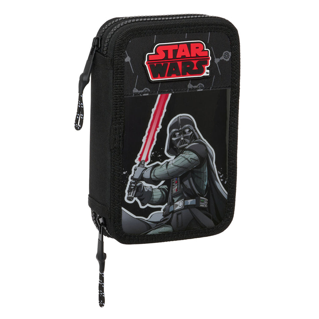 Doppel-Federtasche Star Wars The fighter Schwarz 12.5 x 19.5 x 4 cm (28 Stücke)