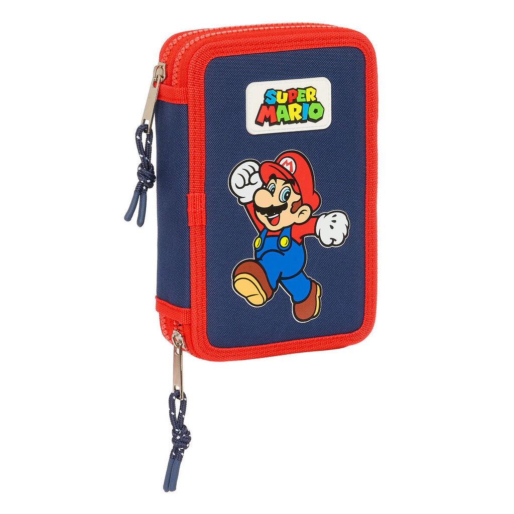 Doppel-Federtasche Super Mario World Marineblau 12.5 x 19.5 x 4 cm 28 Stücke