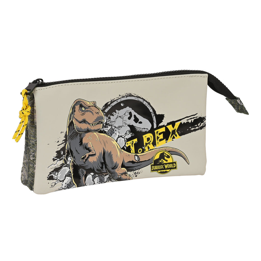 Dreifaches Mehrzweck-Etui Jurassic World Warning Grau 22 x 12 x 3 cm