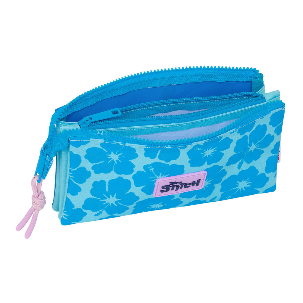 Dreifaches Mehrzweck-Etui Lilo & Stitch Hawaii Blau 22 x 12 x 3 cm